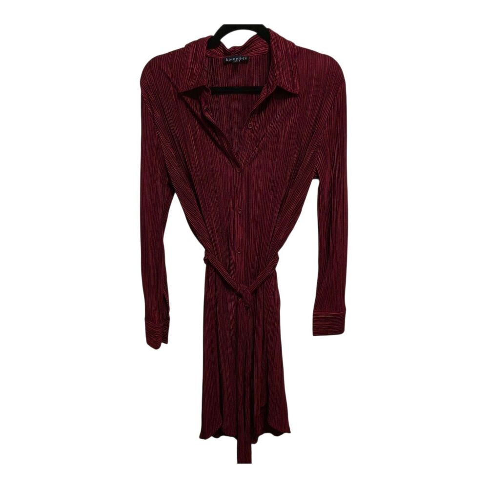 Kenedik Shirt Dress Size Medium Dark Red Travel Office Holiday Party NEW